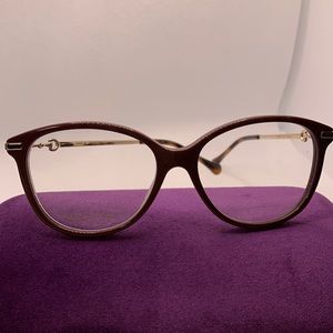 Gucci Eyewear  GG0967O-003 Burgundy/ Gold Eyeglass Frame Size 53mm